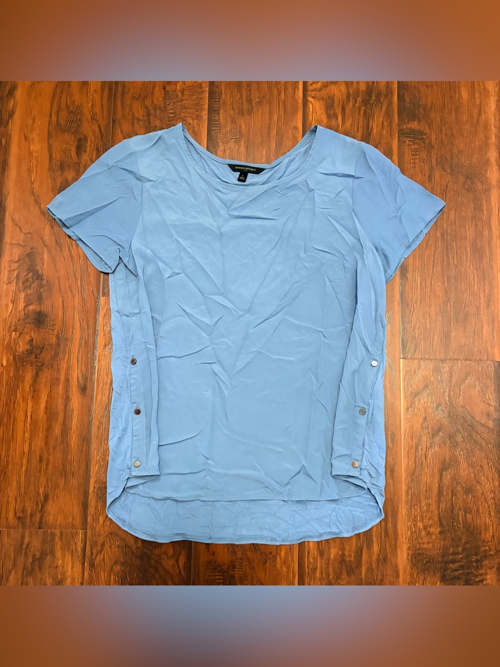 Banana Republic Light Blue Short Sleeve Blouse Top Size Large